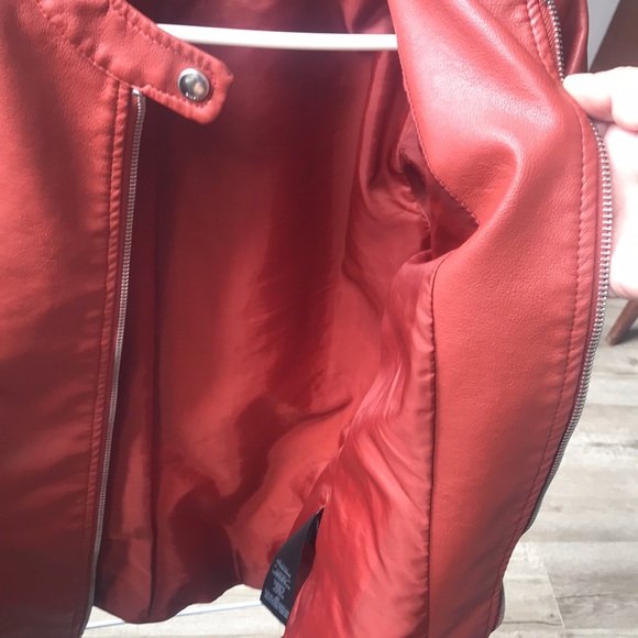 Burnt orange faux leather bomber/moto jacket - Picture 6 of 8